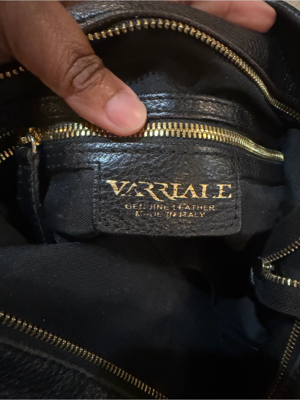 Varrlale Genuine Leather Black Hobo Shoulder Bag Brown Braided Handle - Picture 4 of 9